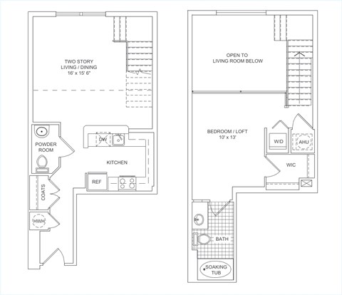 Floor plan for 1 bed, 1 bath, 847 sqft